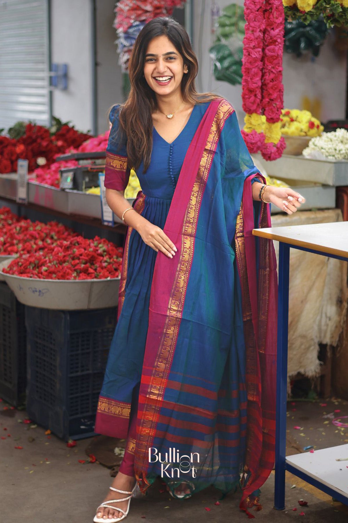 Saanchi Kurta Set in Peacock Blue
