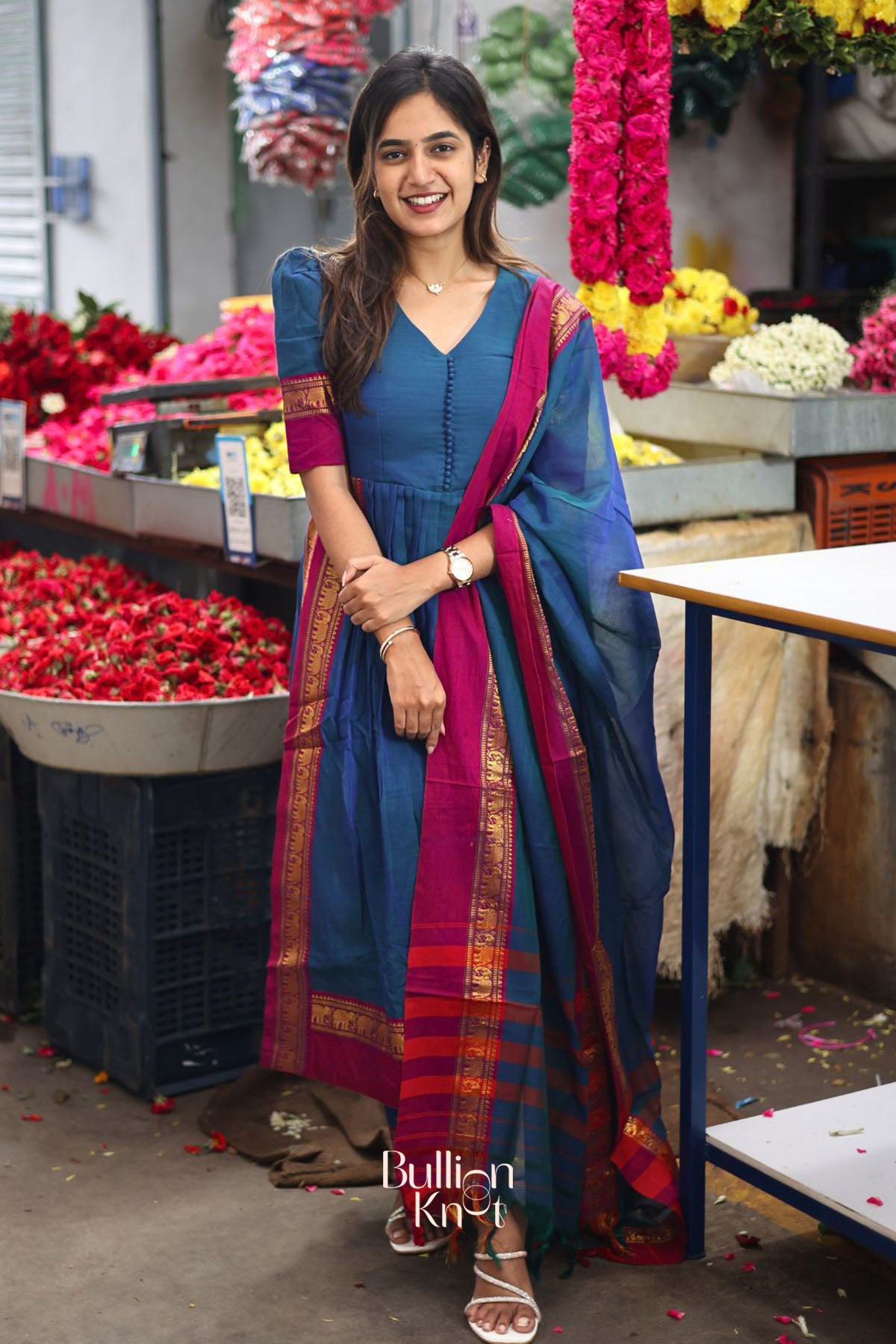 Saanchi Kurta Set in Peacock Blue