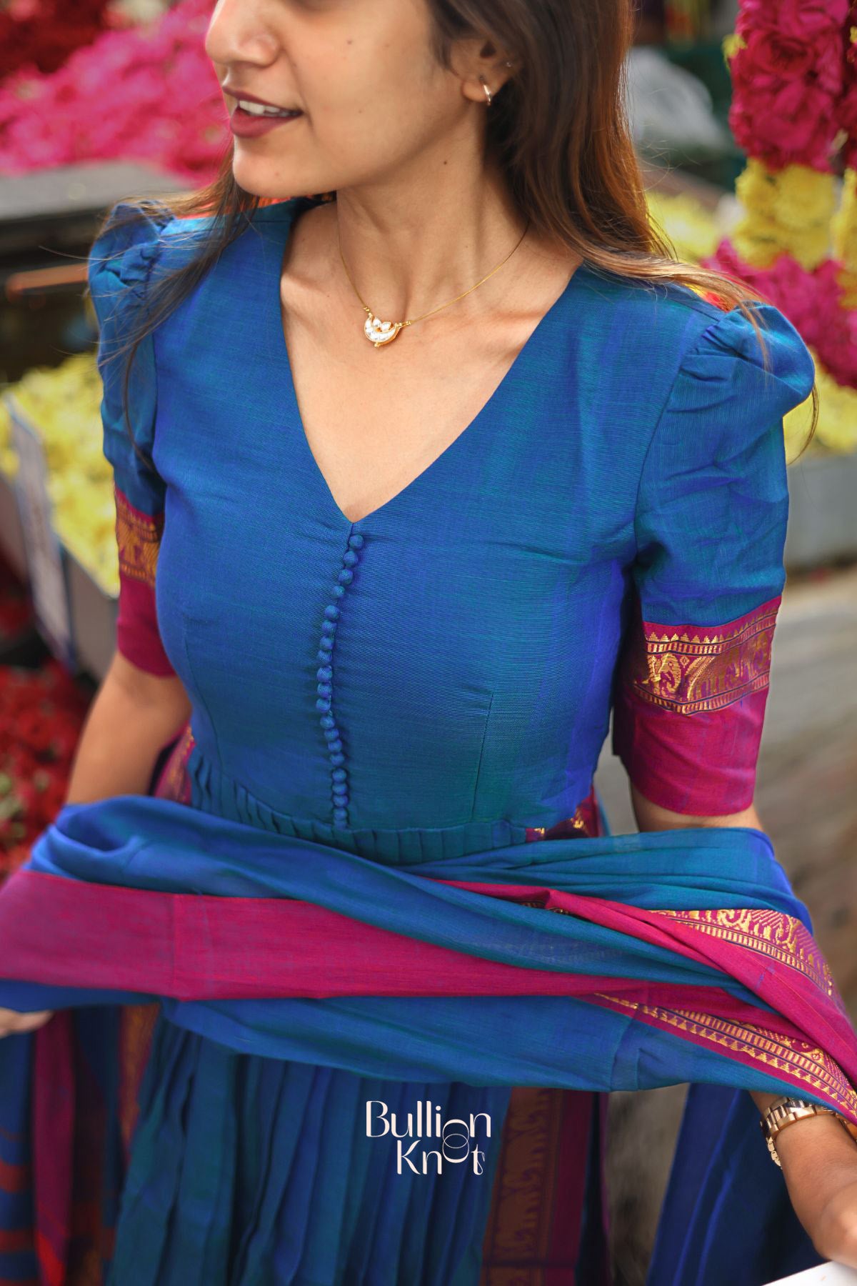 Saanchi Kurta Set in Peacock Blue