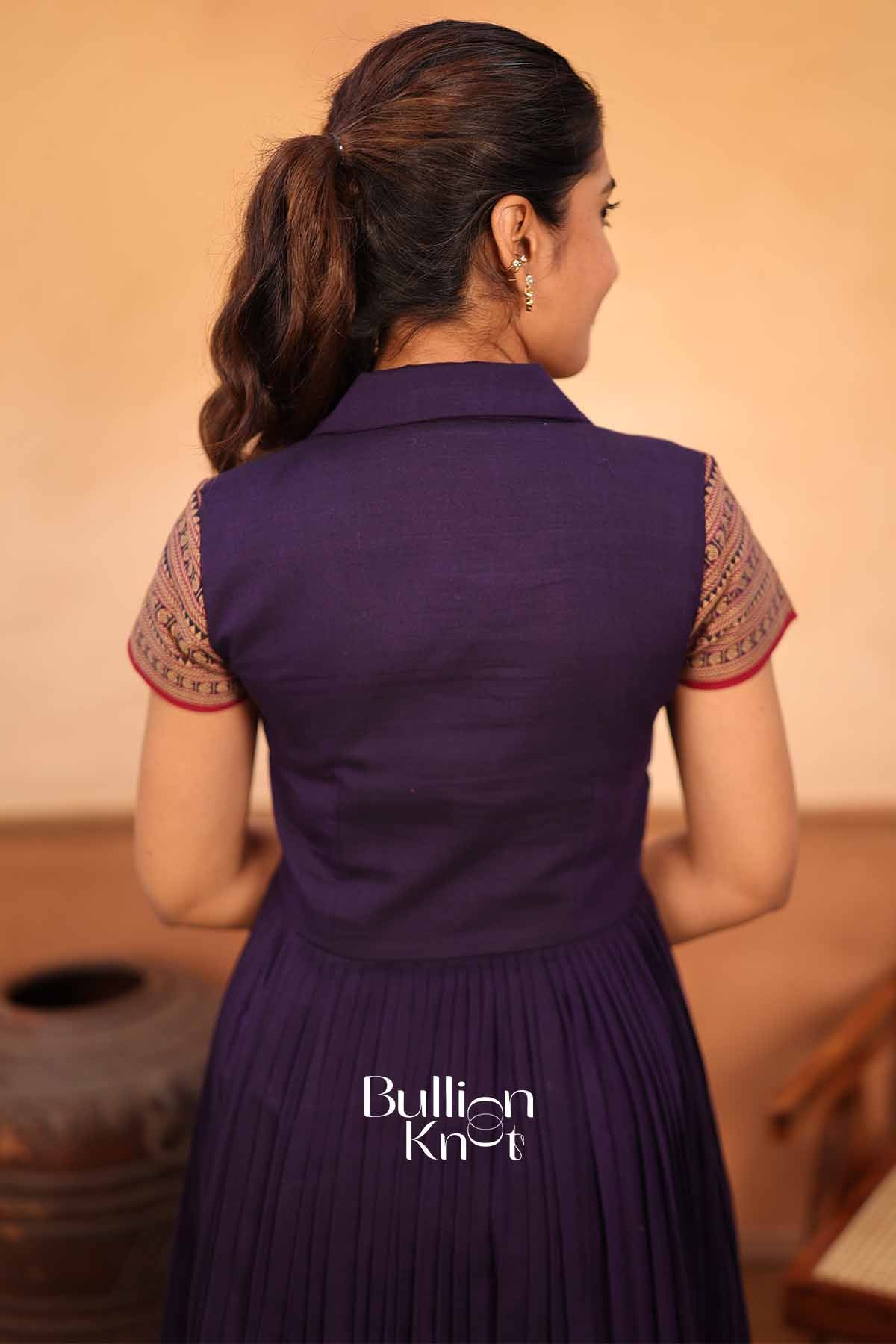 Amber | Purple Handloom Midi for Women | Summer Ethnic Wear Dress