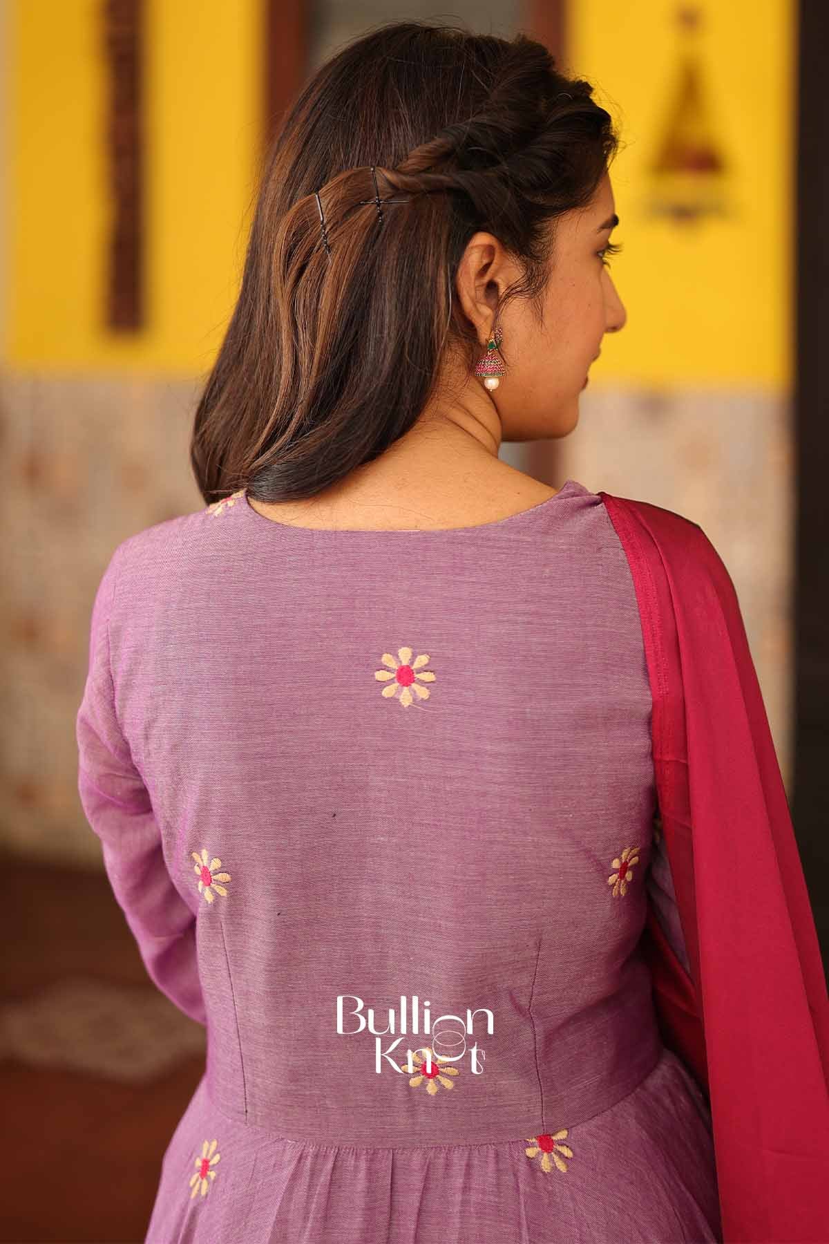 Shivani Lavender Handloom Anarkali Kurta Set