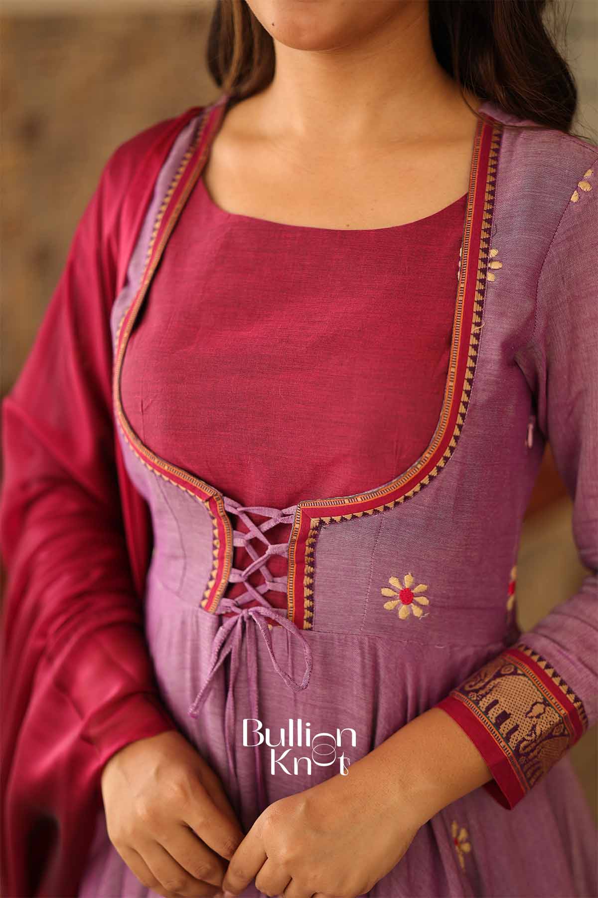 Shivani Lavender Handloom Anarkali Kurta Set