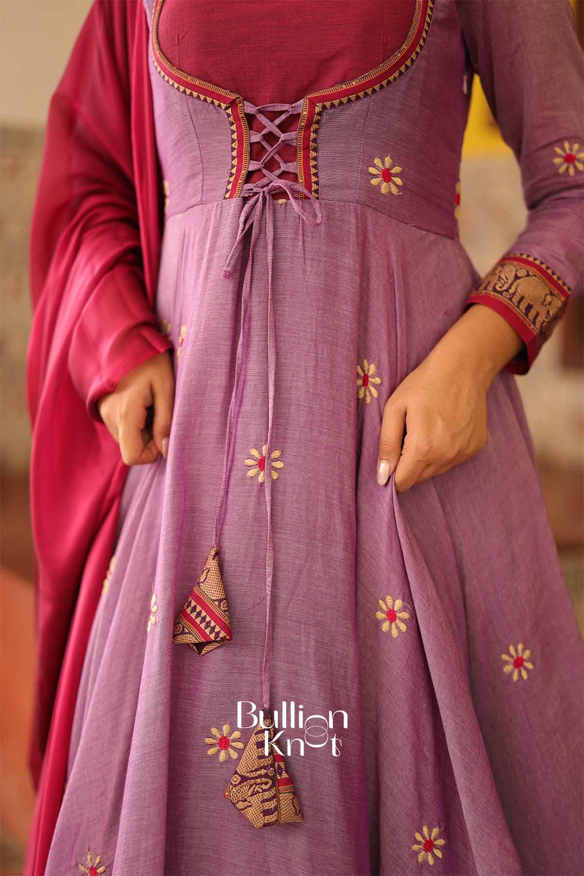 Shivani Lavender Handloom Anarkali Kurta Set