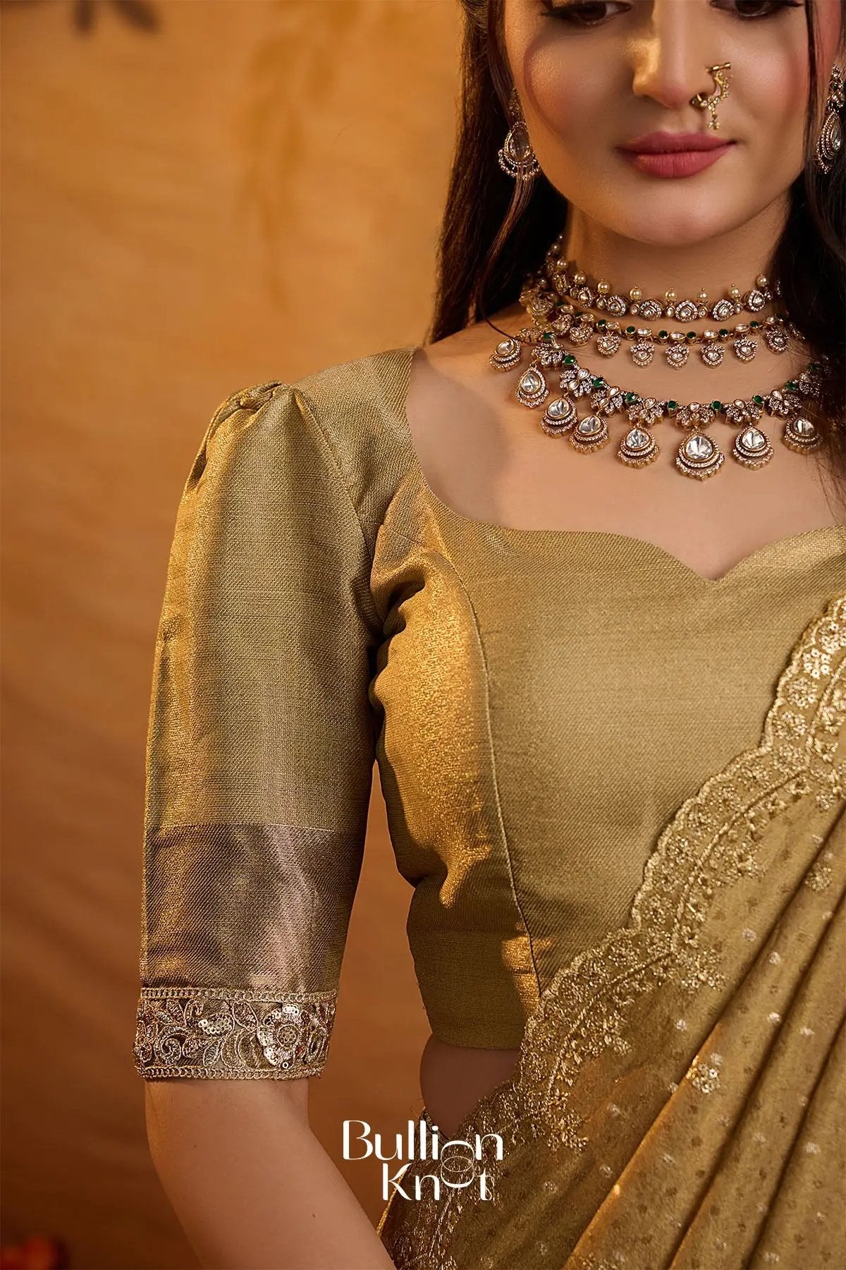 Swarnamayi Kanjivaram Silk Lehenga Set In Golden