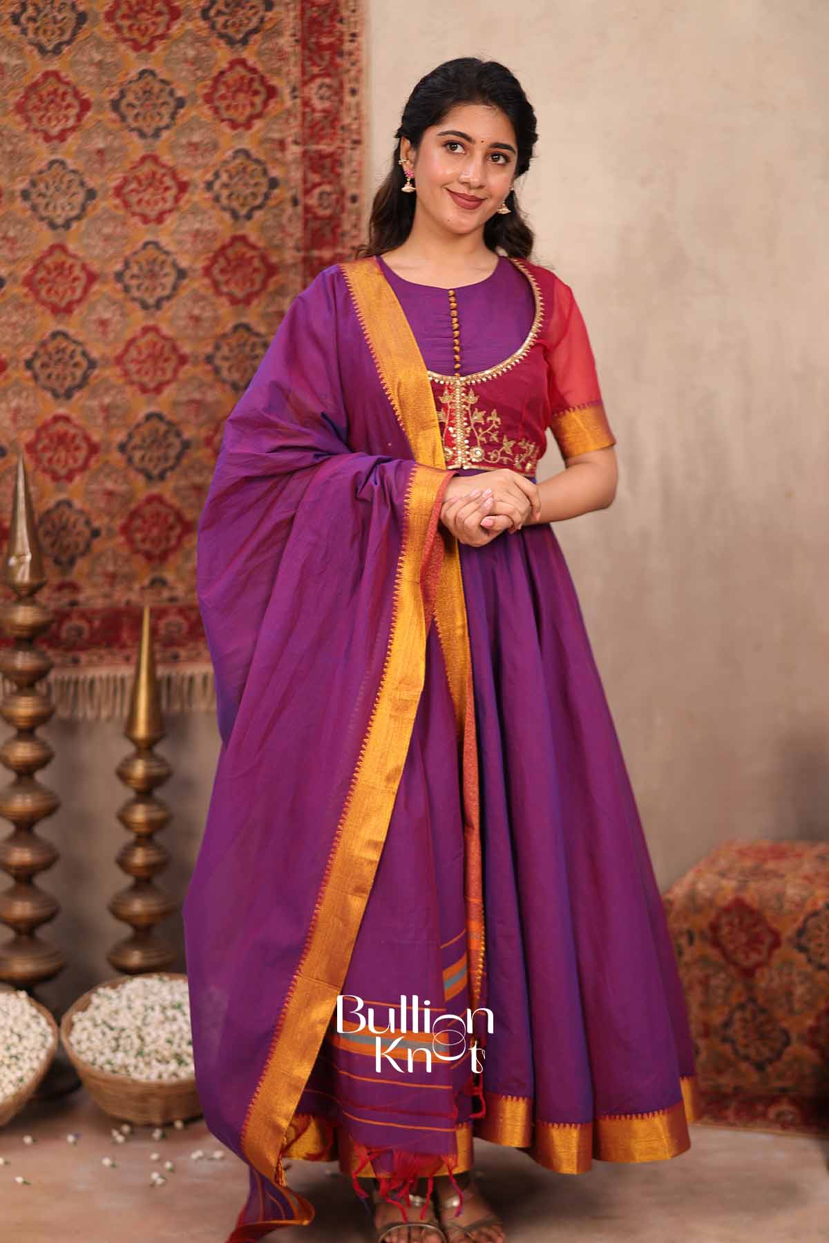Taasvi | Purple Handloom Anarkali Suit Set for Women | Festive & Party Wear