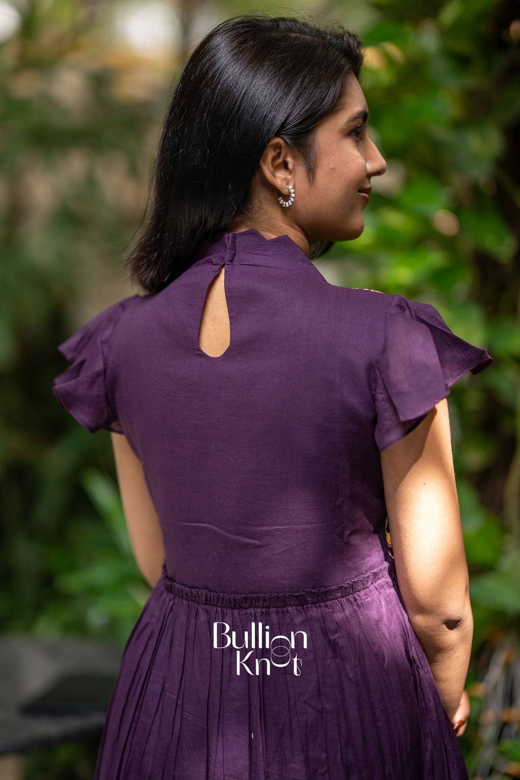 Teressa Plum Midi Dress for Elegant Occasions - Teressa Cotton