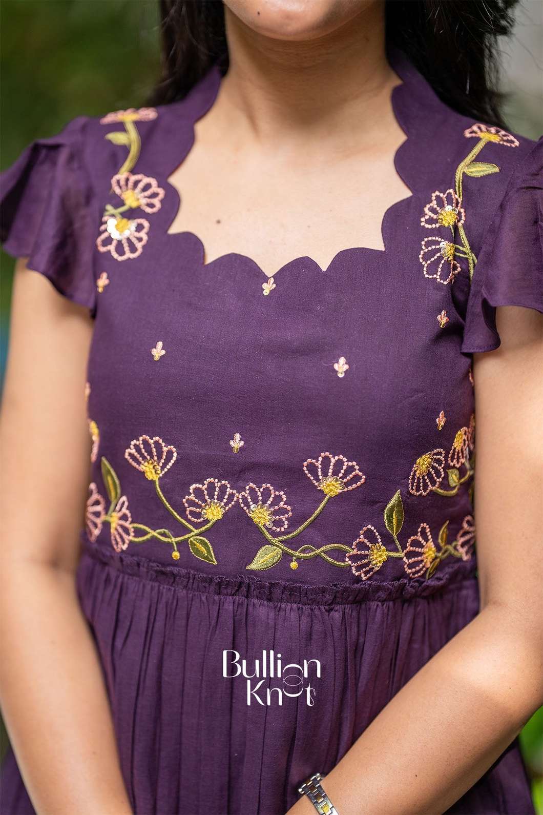Teressa Plum Midi Dress for Elegant Occasions - Teressa Cotton