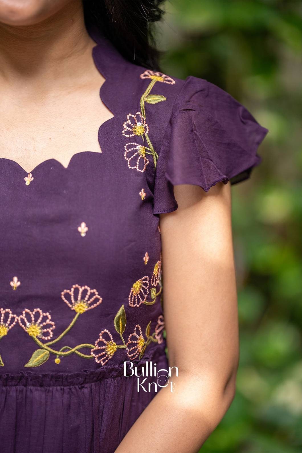 Teressa Plum Midi Dress for Elegant Occasions - Teressa Cotton