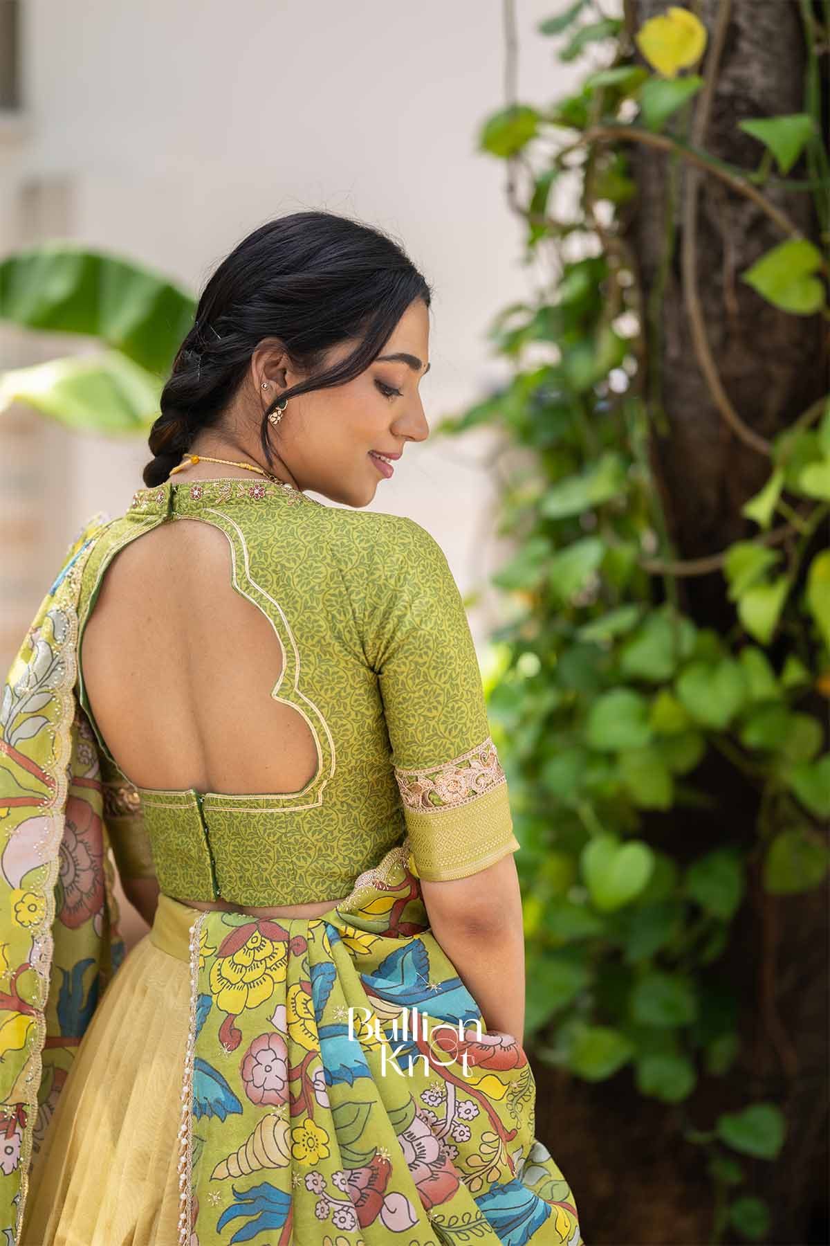 Vrindavan | Golden Tissu kalamkari Traditional Lehenga