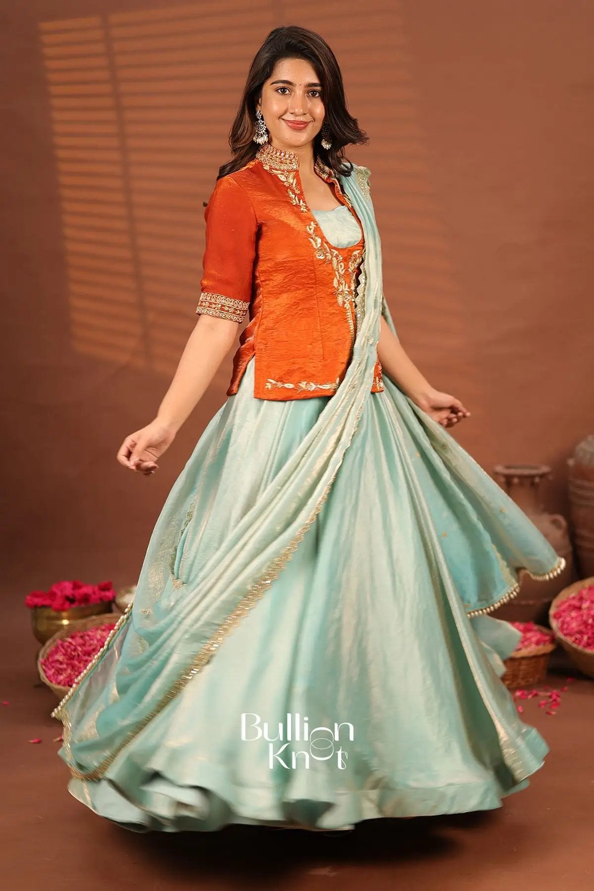 Vihaana orange Indowestern Dress
