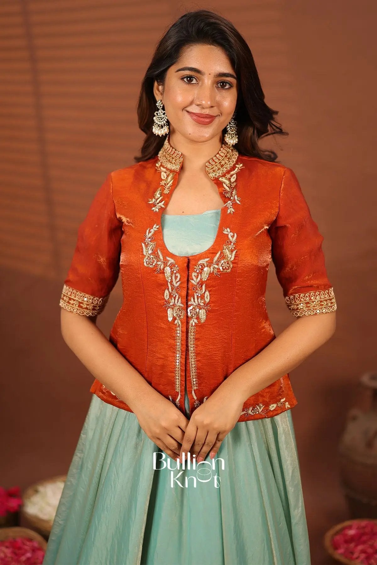 Vihaana orange Indowestern Dress