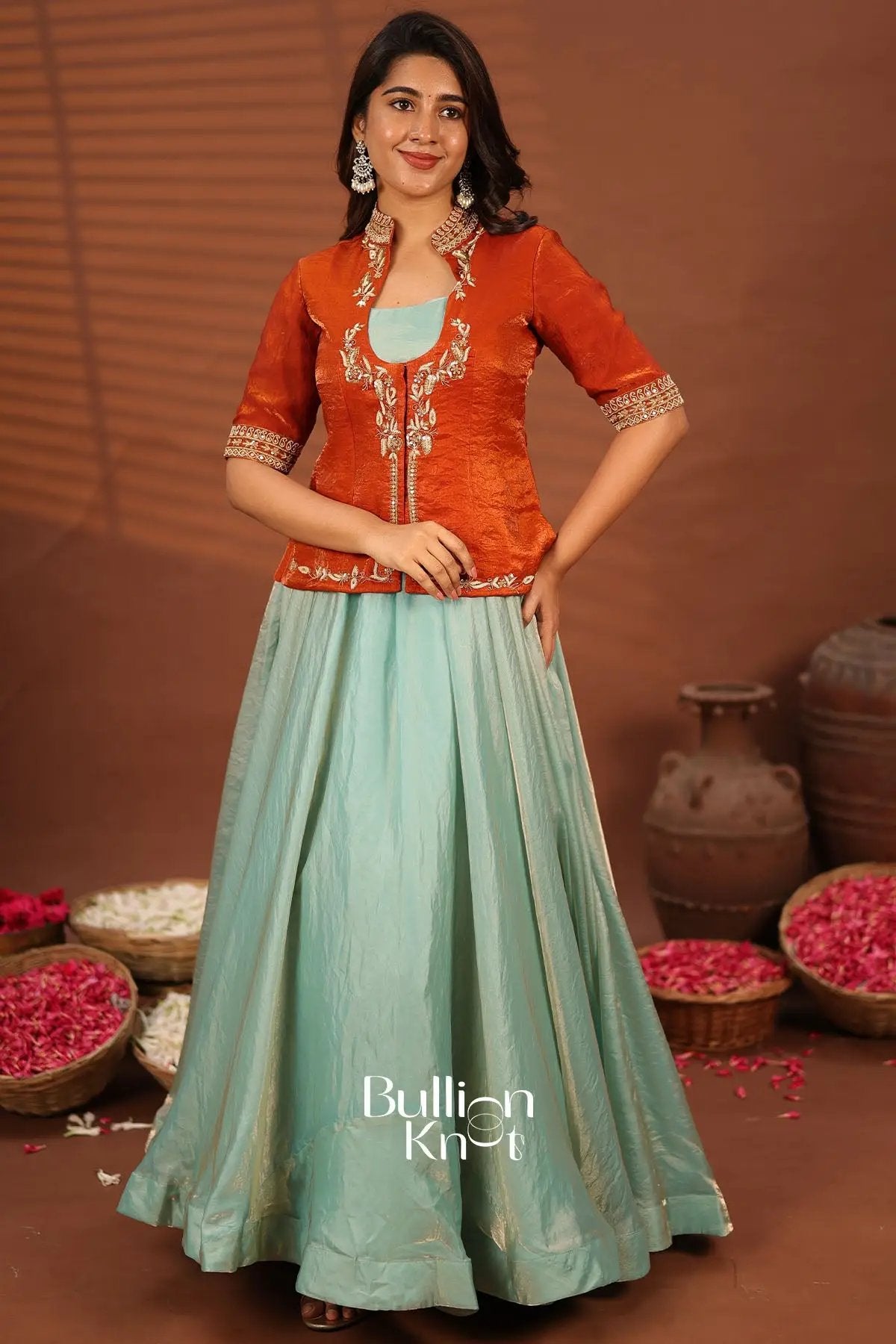 Vihaana orange Indowestern Dress