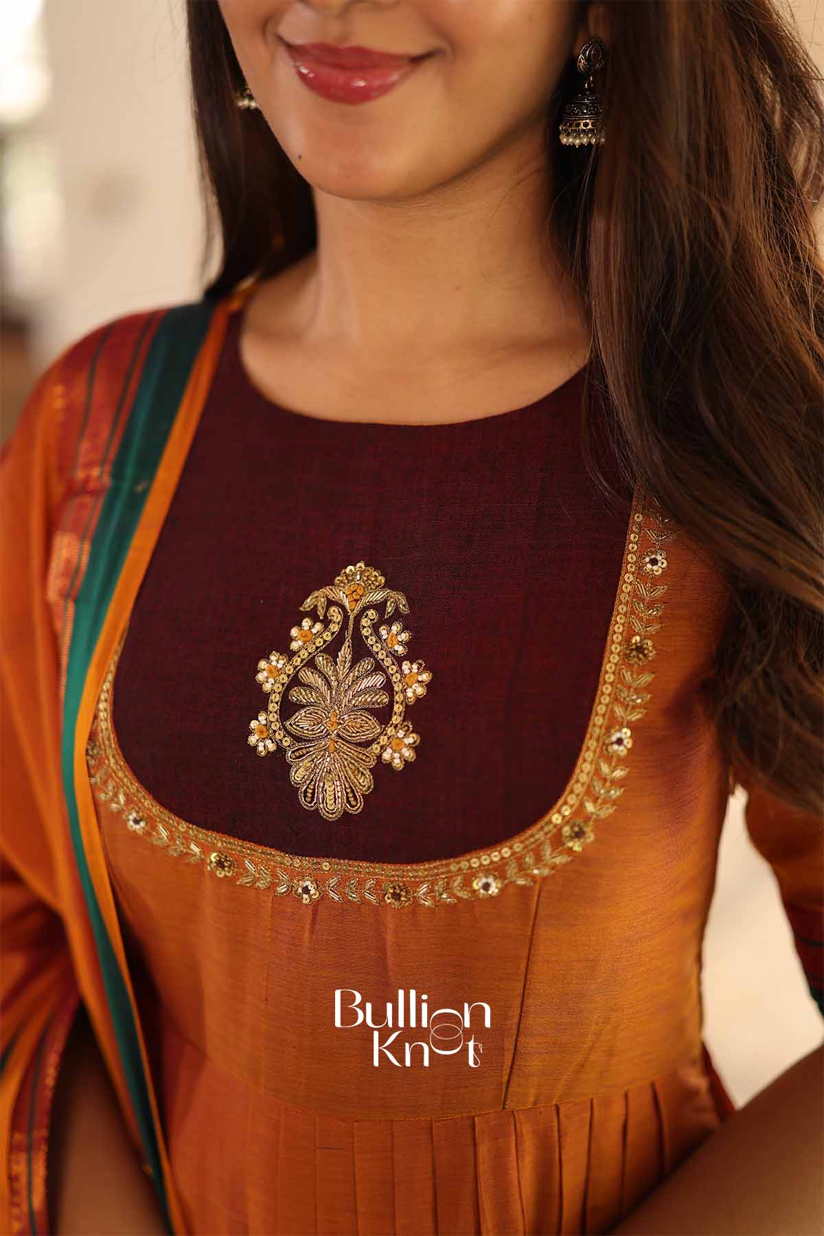 Yashika Orange Handloom Anarkali Kurta Set