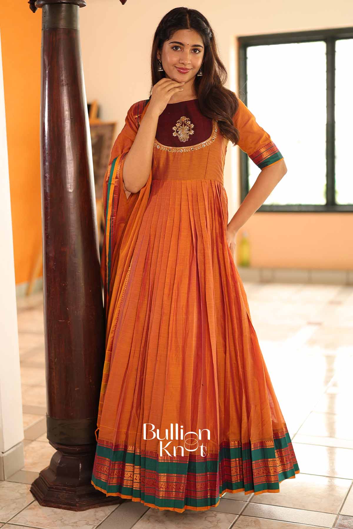 Yashika Orange Handloom Anarkali Kurta Set