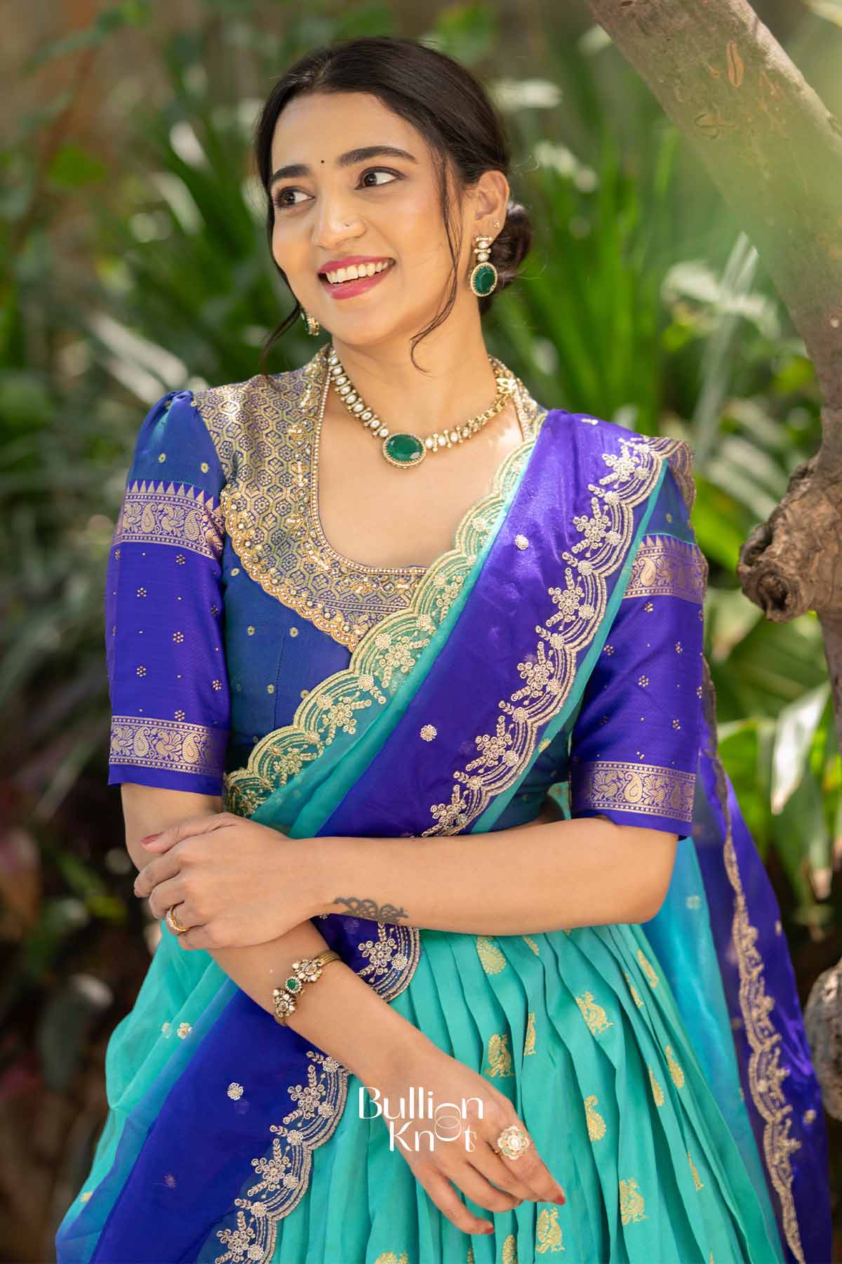 Zardozi Leher | Blue Silk Gadval Lehenga