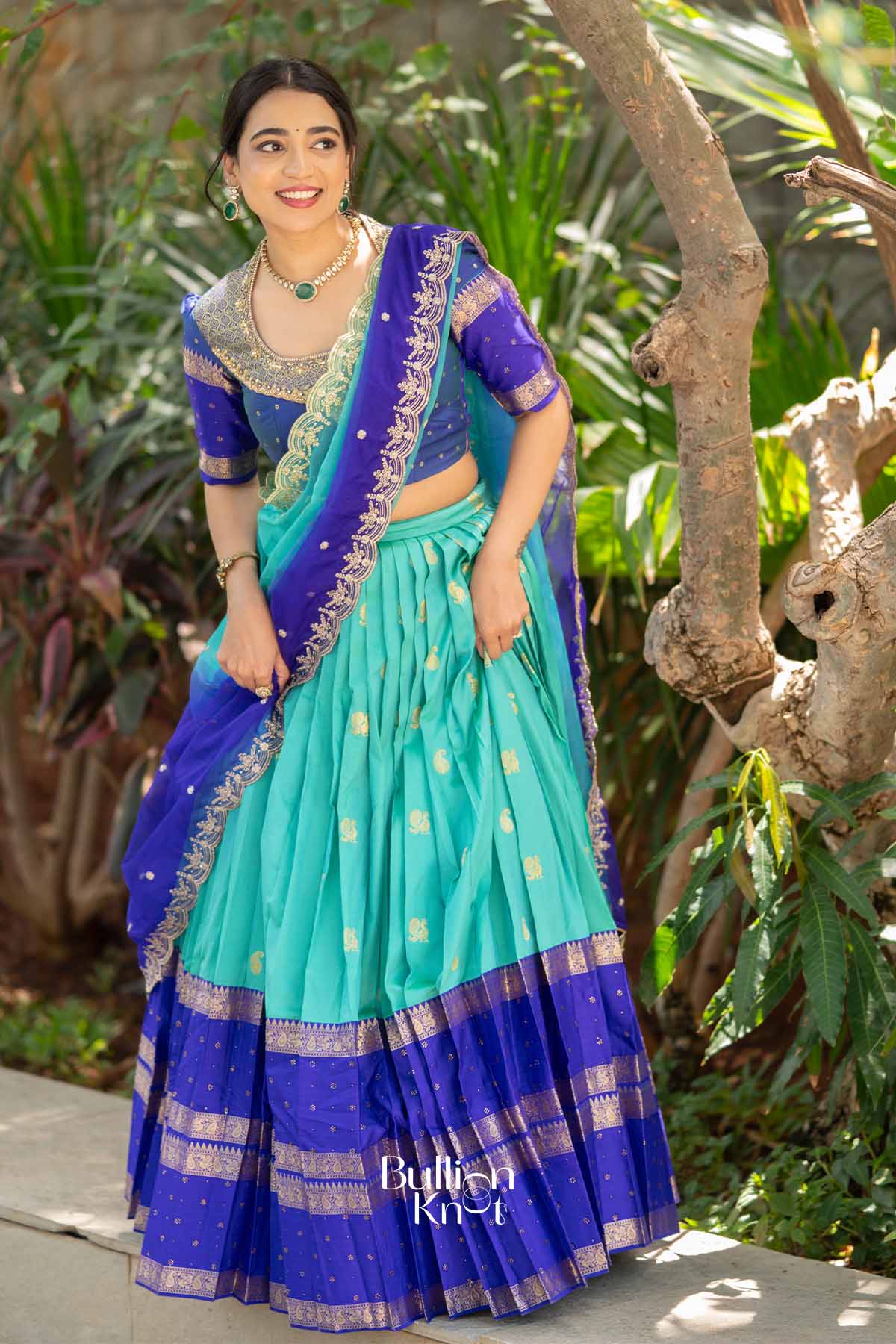 Zardozi Leher | Blue Silk Gadval Lehenga