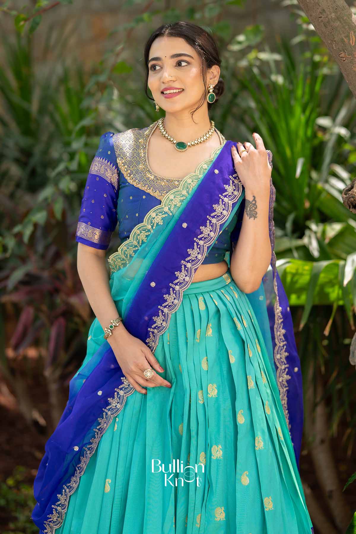 Zardozi Leher | Blue Silk Gadval Lehenga