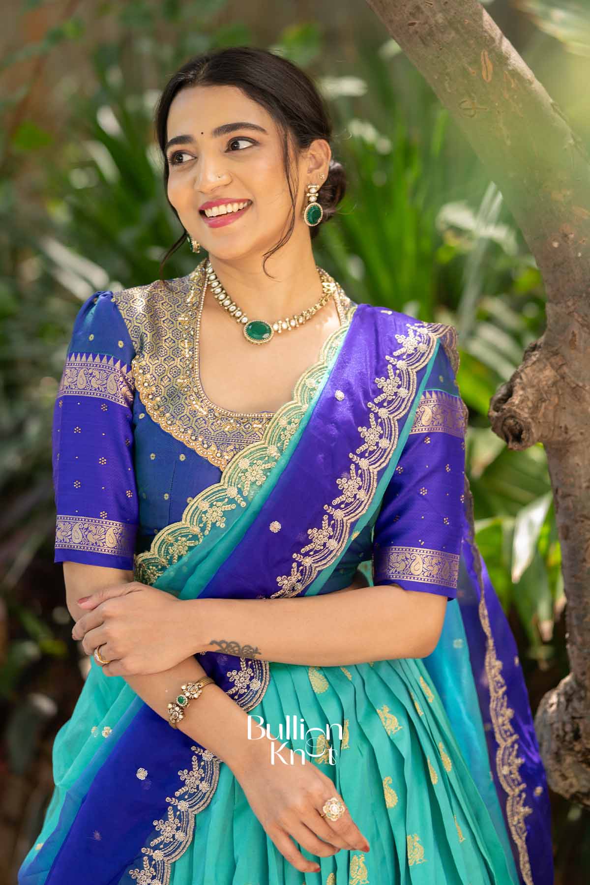 Zardozi Leher | Blue Silk Gadval Lehenga