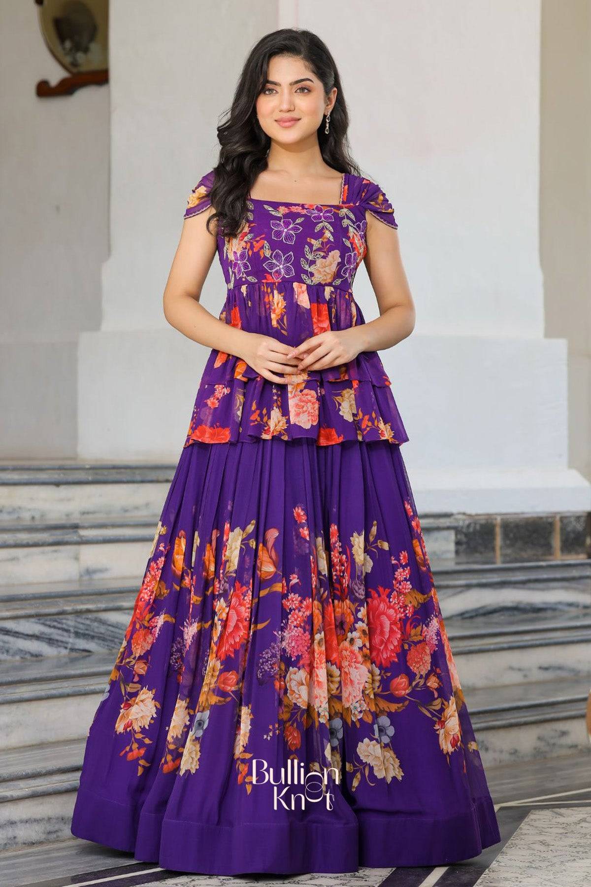 Exclusive Ethnic Dress Ziana IndoWestern in Purple at bullionknot